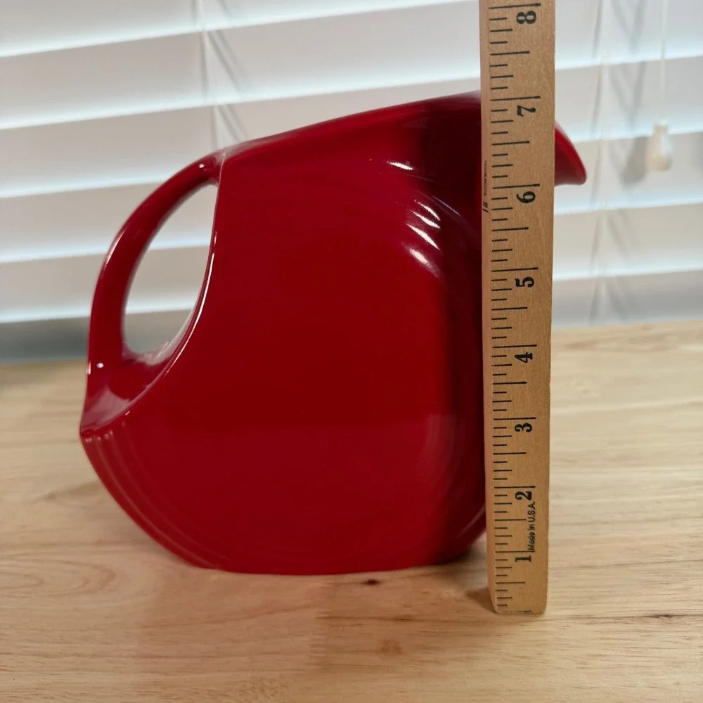 Vintage Fiesta Scarlet Red Glazed Ceramic Dishwasher Safe Large Disk Pitcher